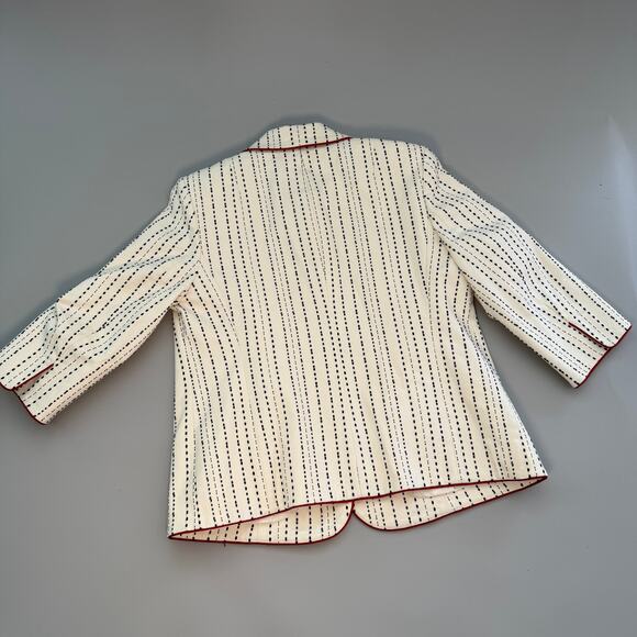 Talbots Blazer (Cream with Navy Dot Dash Stitching and Red Piping) - Picture 2 of 4
